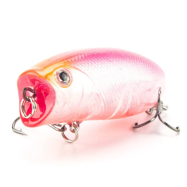 1PCS 3D Eyes Lifelike Fishing Lure 5.5cm 11g 8# Hooks Pesca Fish Popper Lures Wobbler Isca Artificial Hard Bait Swimbait