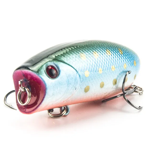 1PCS 3D Eyes Lifelike Fishing Lure 5.5cm 11g 8# Hooks Pesca Fish Popper Lures Wobbler Isca Artificial Hard Bait Swimbait