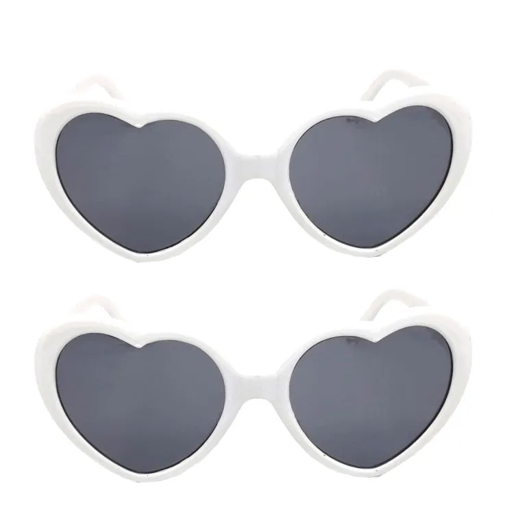 2pairs Love Glasses Light Change Love Sunglasses(White)