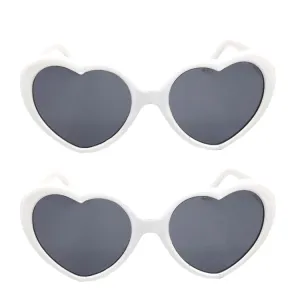 2pairs Love Glasses Light Change Love Sunglasses(White)