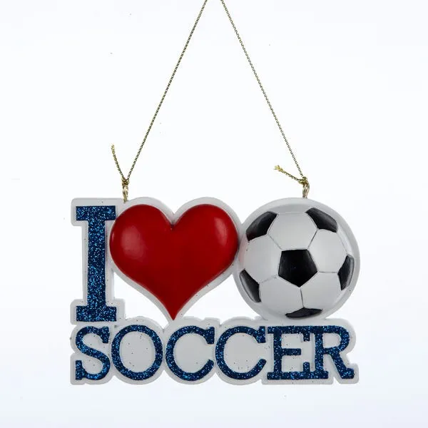 3.75" "I Love Soccer" Ornament - Free Personalization