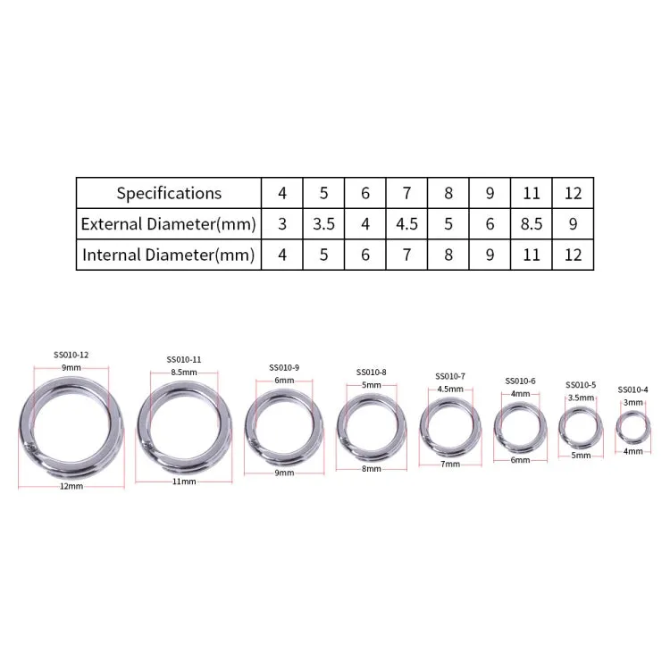 4mm HENGJIA SS010 50pcs /Pack Stainless Steel Flat Ring Fishing Space Fittings