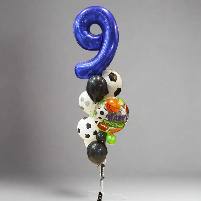 9th Birthday Soccer Sports Theme Helium Balloon Bouquet