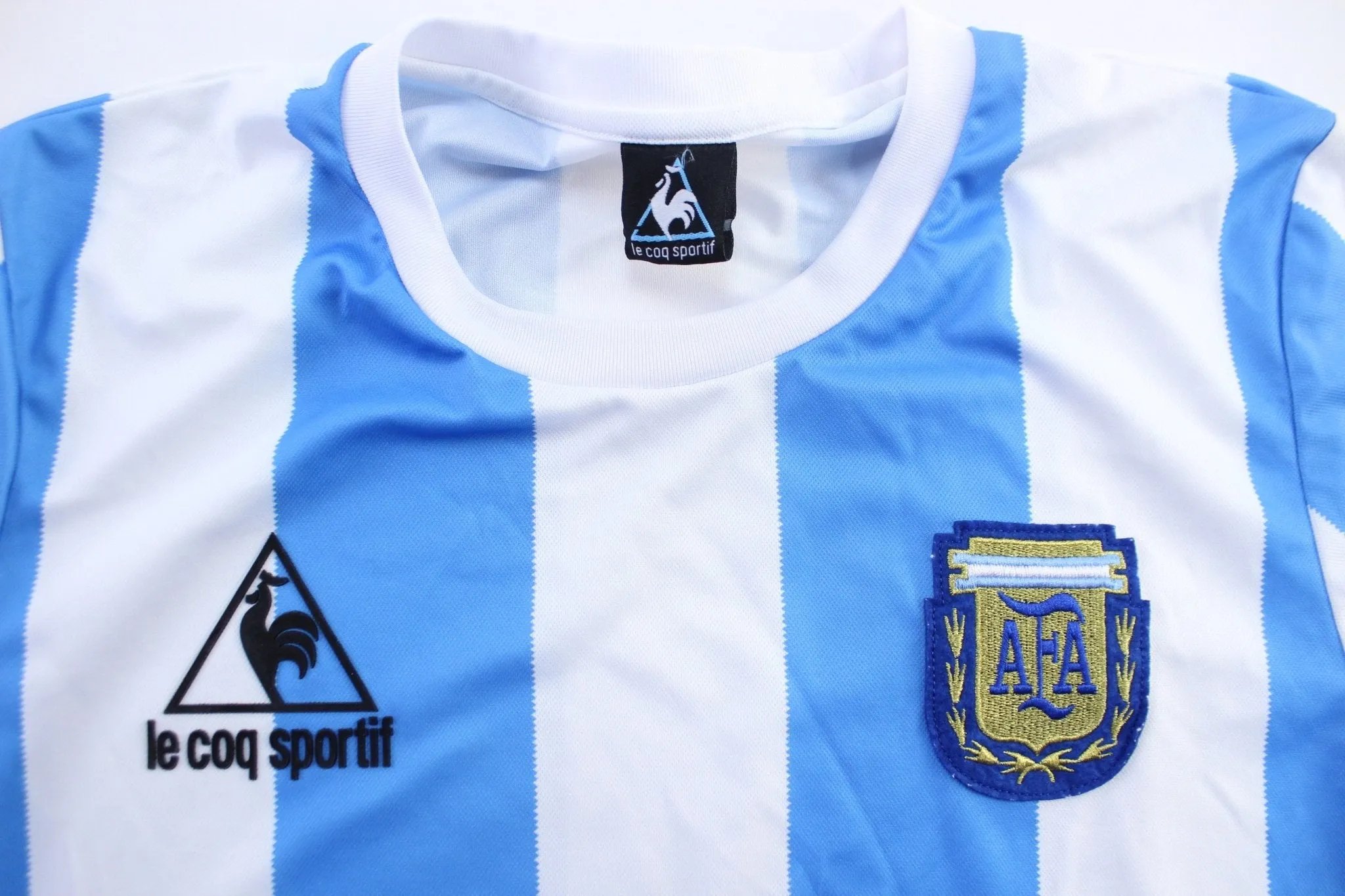 Argentina Embroidered Patch Blue & White Striped Soccer Jersey