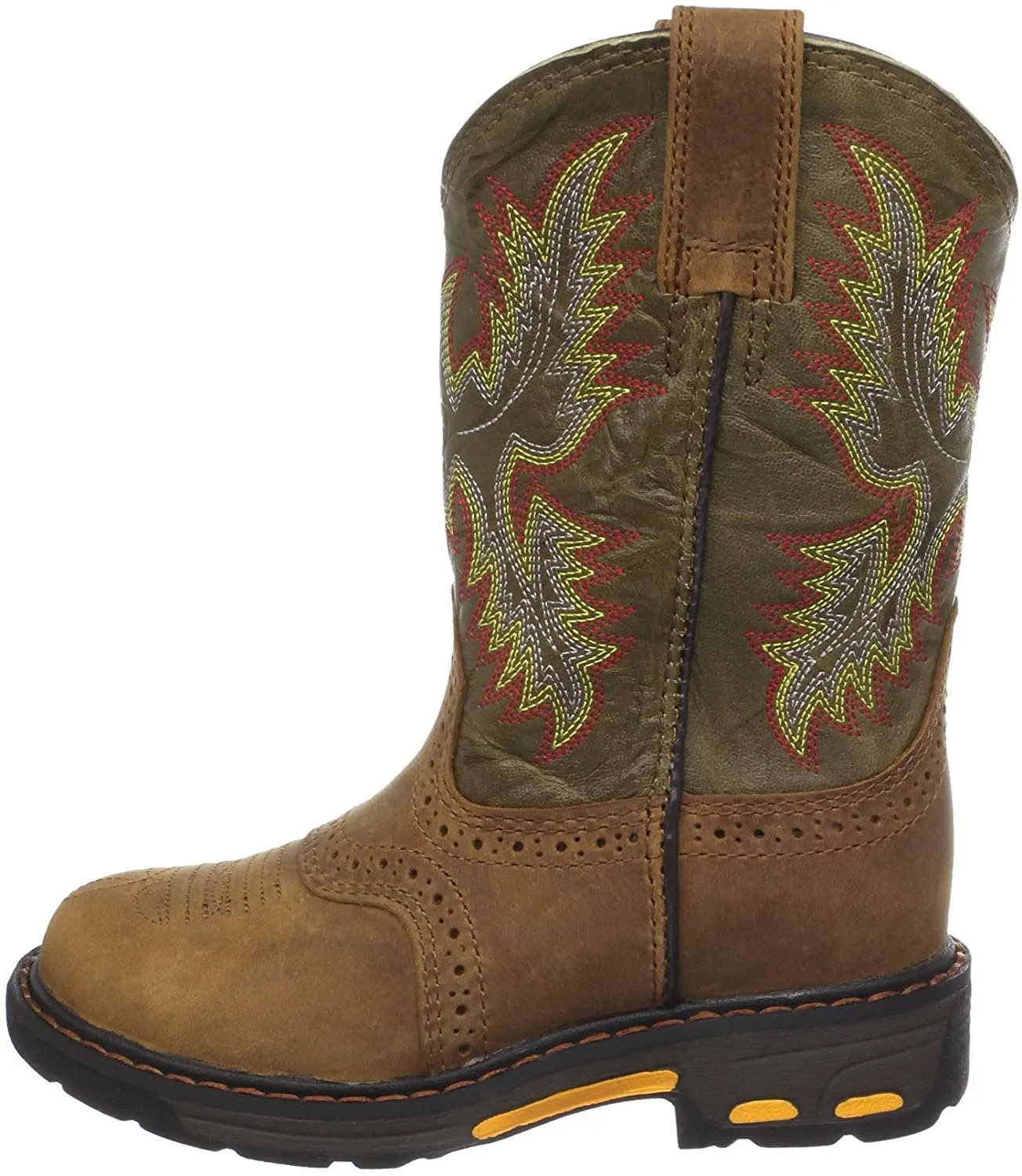 Ariat Youth Workhog Pull on Work Boot, Aged Bark/Army Green