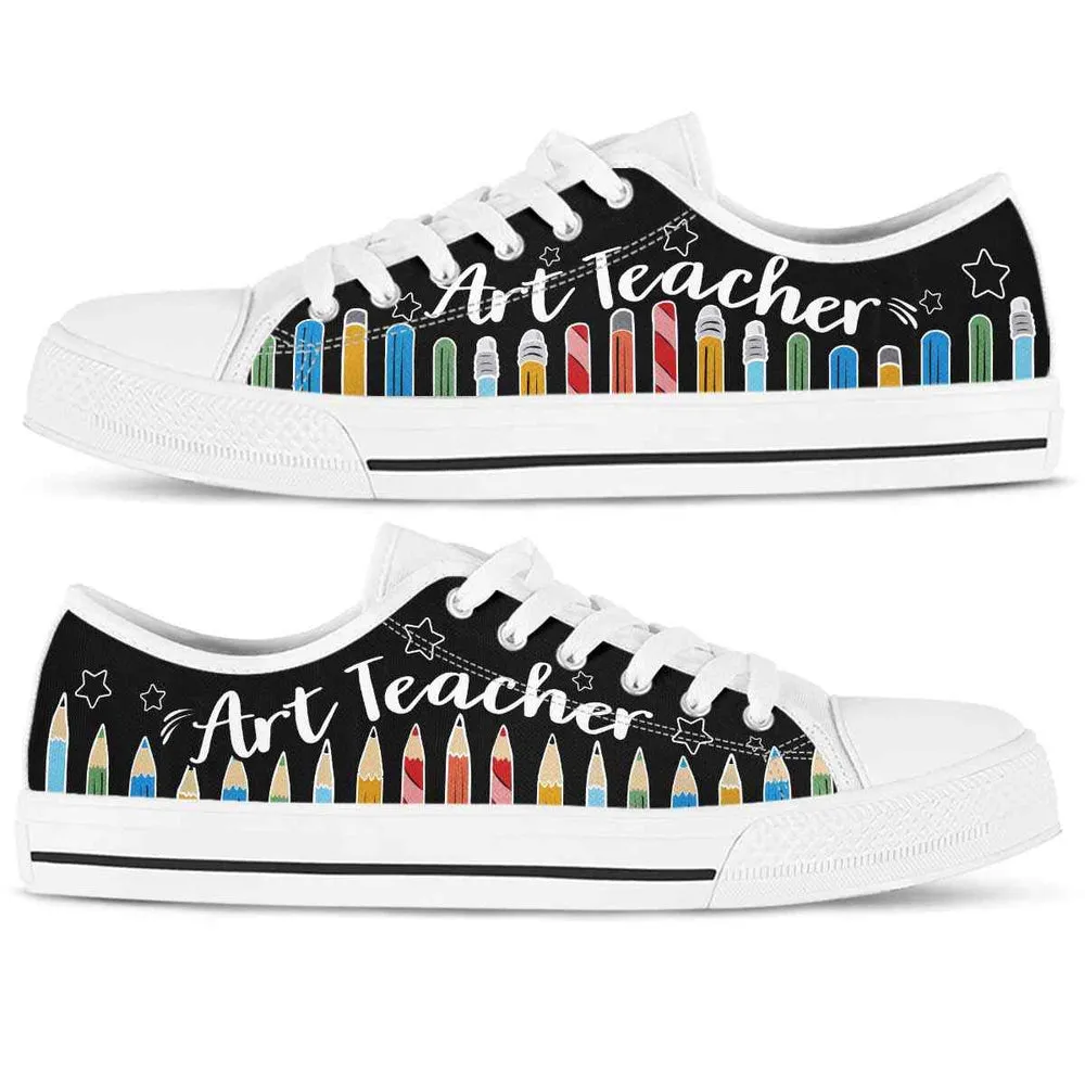 Art Teacher Colorful Pencils Low Top Shoes, Teacher Shoes, Low Top Sneakers