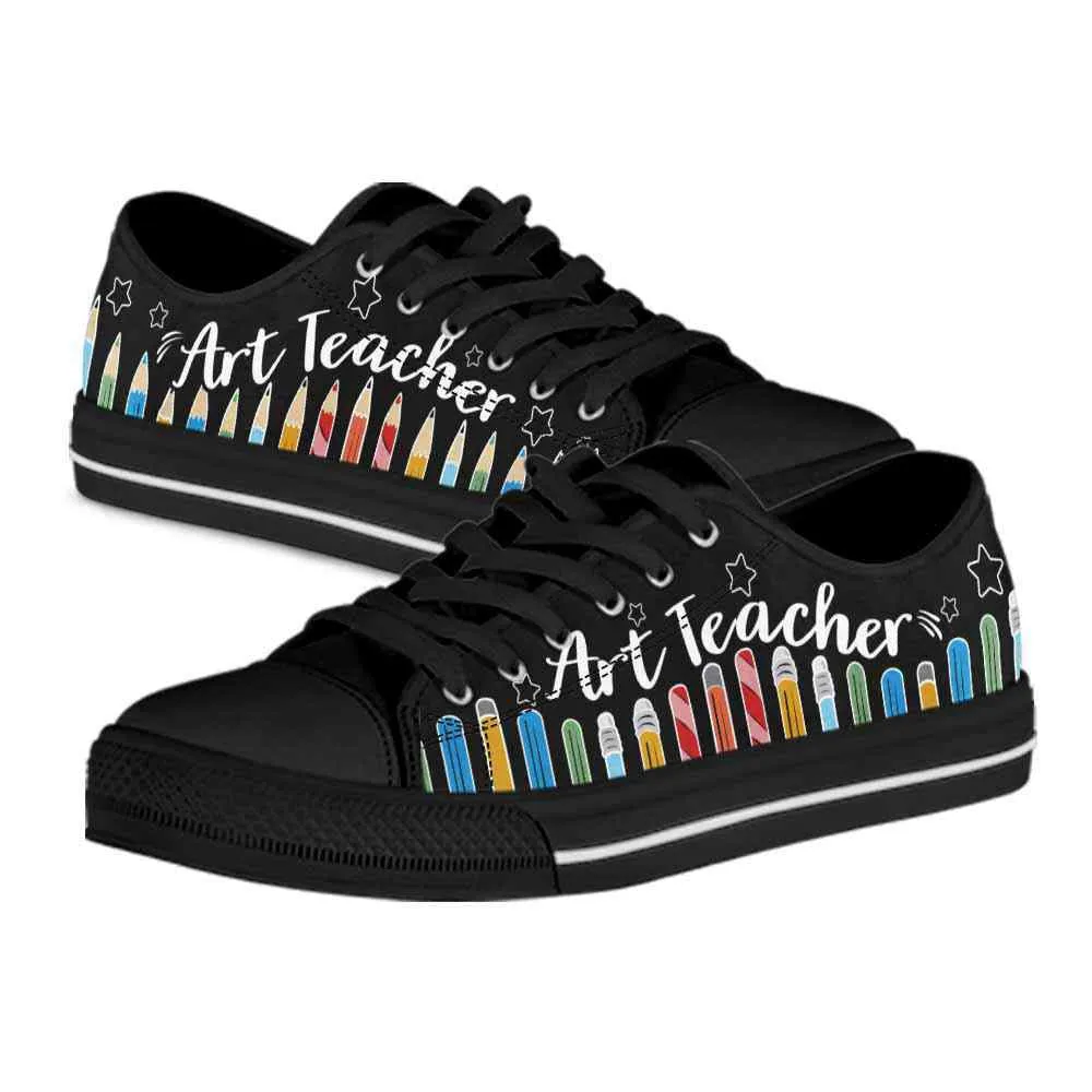 Art Teacher Colorful Pencils Low Top Shoes, Teacher Shoes, Low Top Sneakers