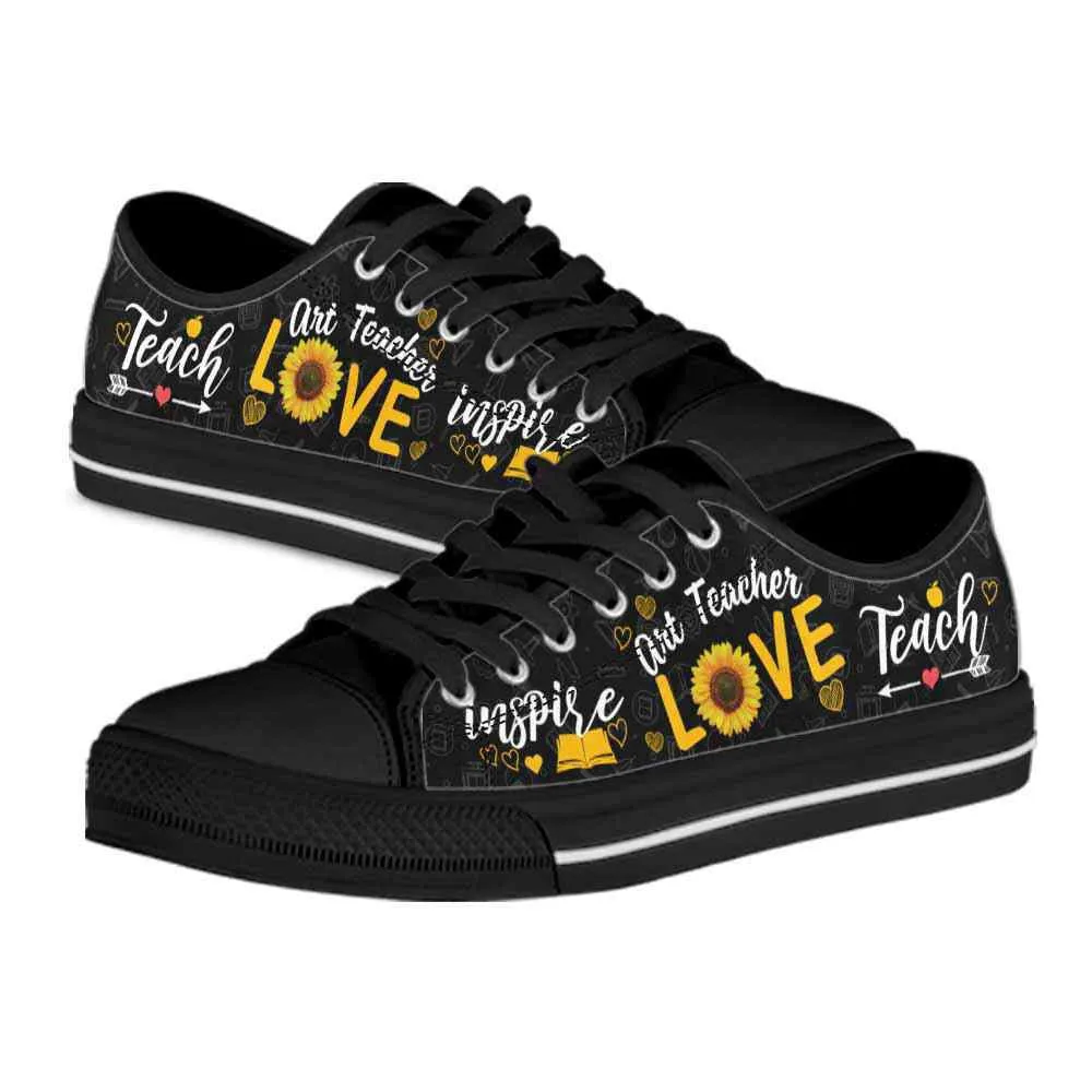 Art Teacher Sunflower Teach Love Inspire Low Top Shoes, Teacher Shoes, Low Top Sneakers