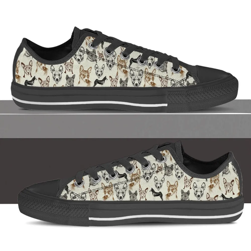 Basenji Low Top Shoes - Low Top Sneaker, Dog Printed Shoes, Canvas Shoes For Men, Women