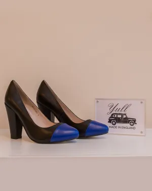 Beaulieu Court Heel | Black & Royal Blue