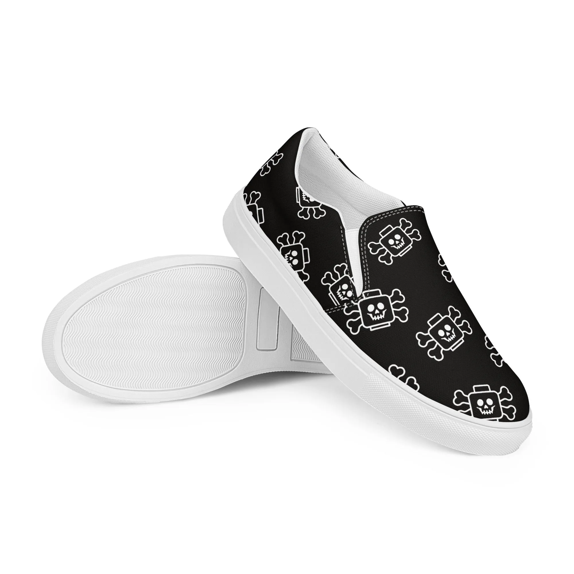 Black Skeleton Men’s Slip On Canvas Shoes