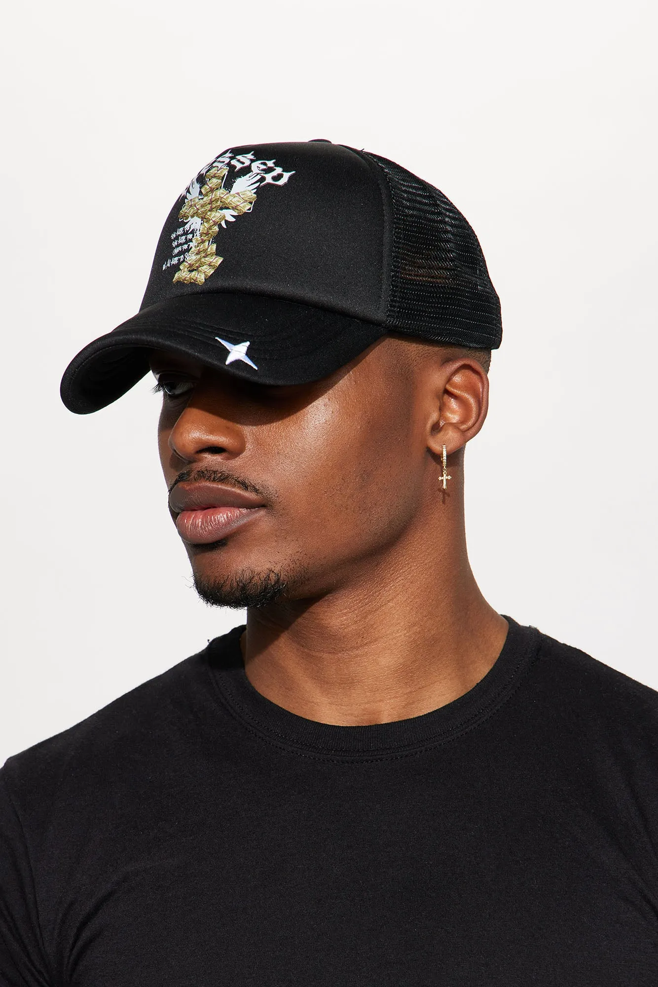 Blessed Cross Trucker Hat - Black