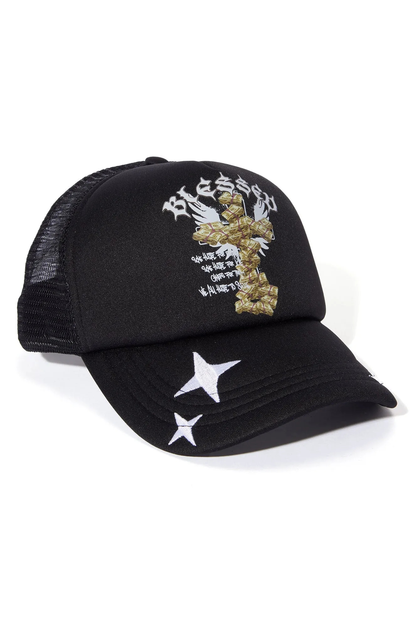 Blessed Cross Trucker Hat - Black