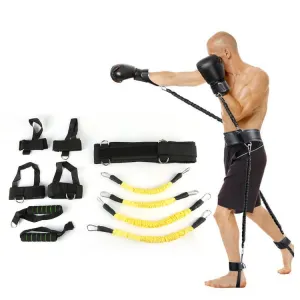 Bounce Trainer Fitness Resistance Band Boxing Suit Latex Tube Tension Rope Leg Waist Trainer, Weight: 80 Pounds(Yellow)