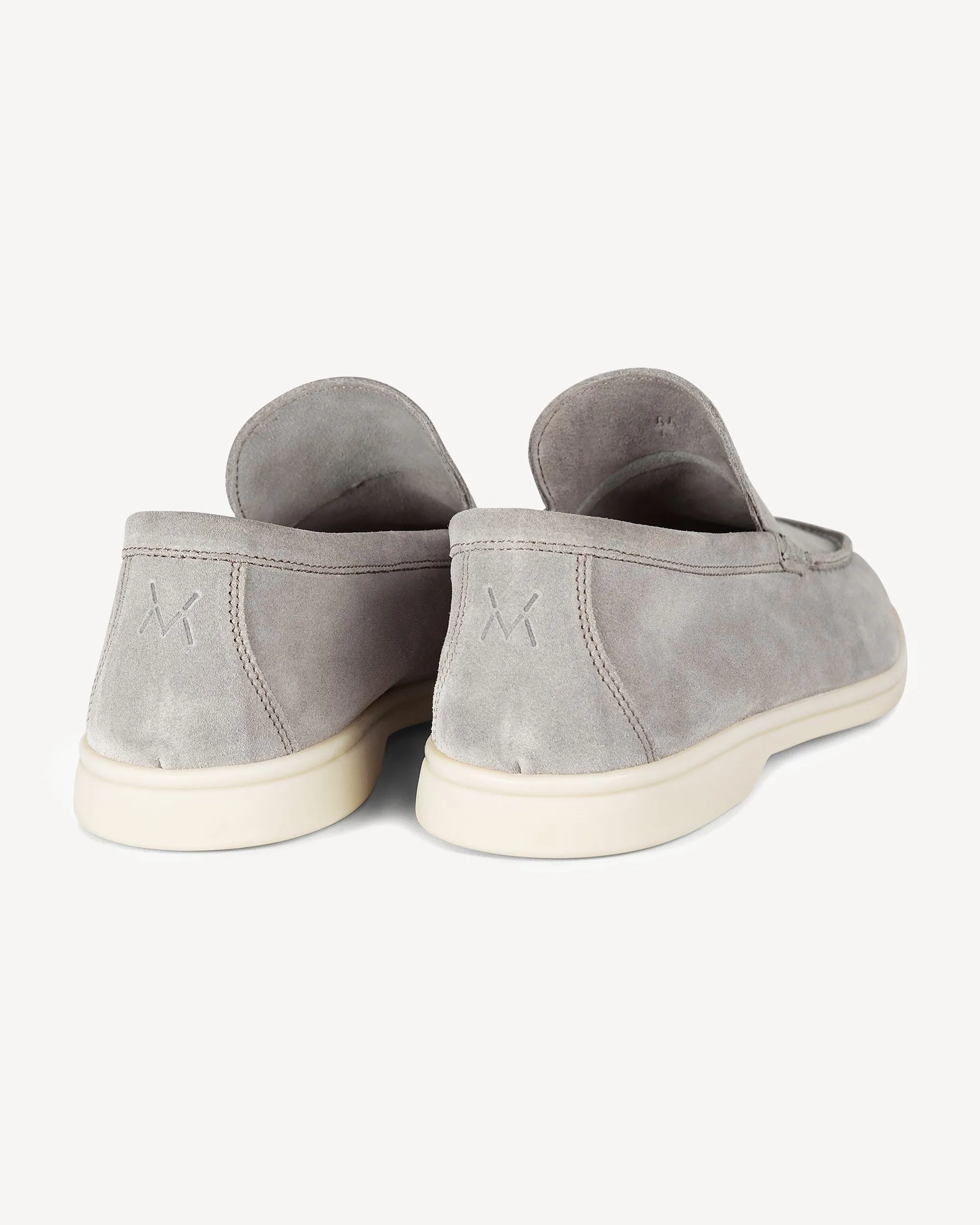 Brabion Unlined Capri Suede Loafer – Light Grey