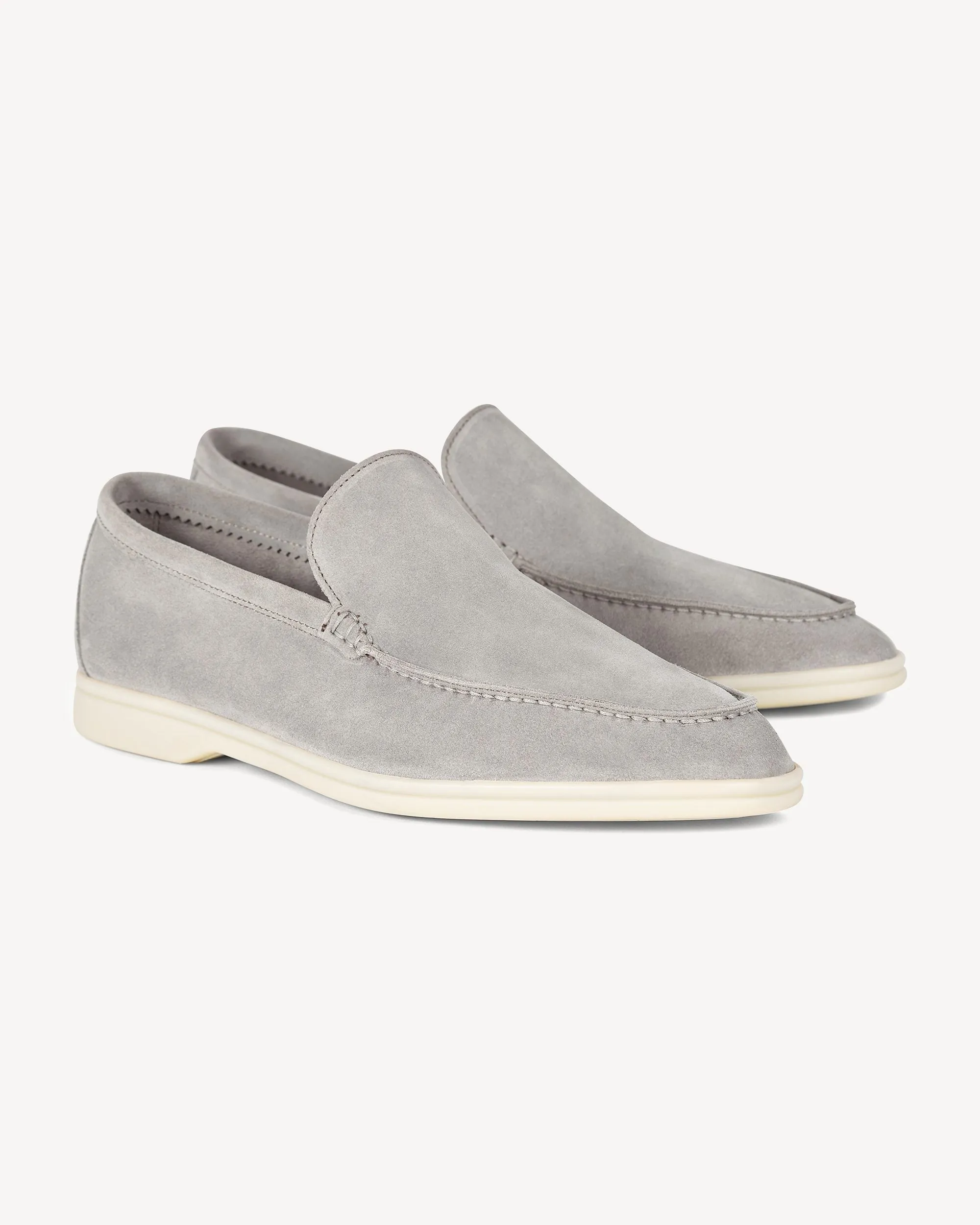 Brabion Unlined Capri Suede Loafer – Light Grey