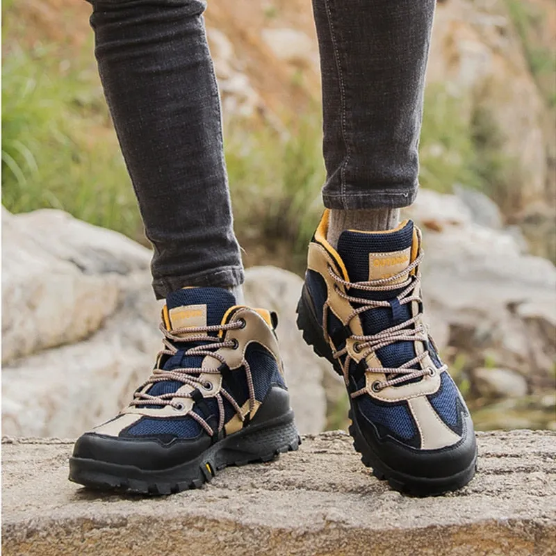 Brand Winter Men's Ankle Boots Outdoors Non- Slip Rubber Men's Hiking Boots Fashion Men Sneakers Lace-up Men Casual Work Boots