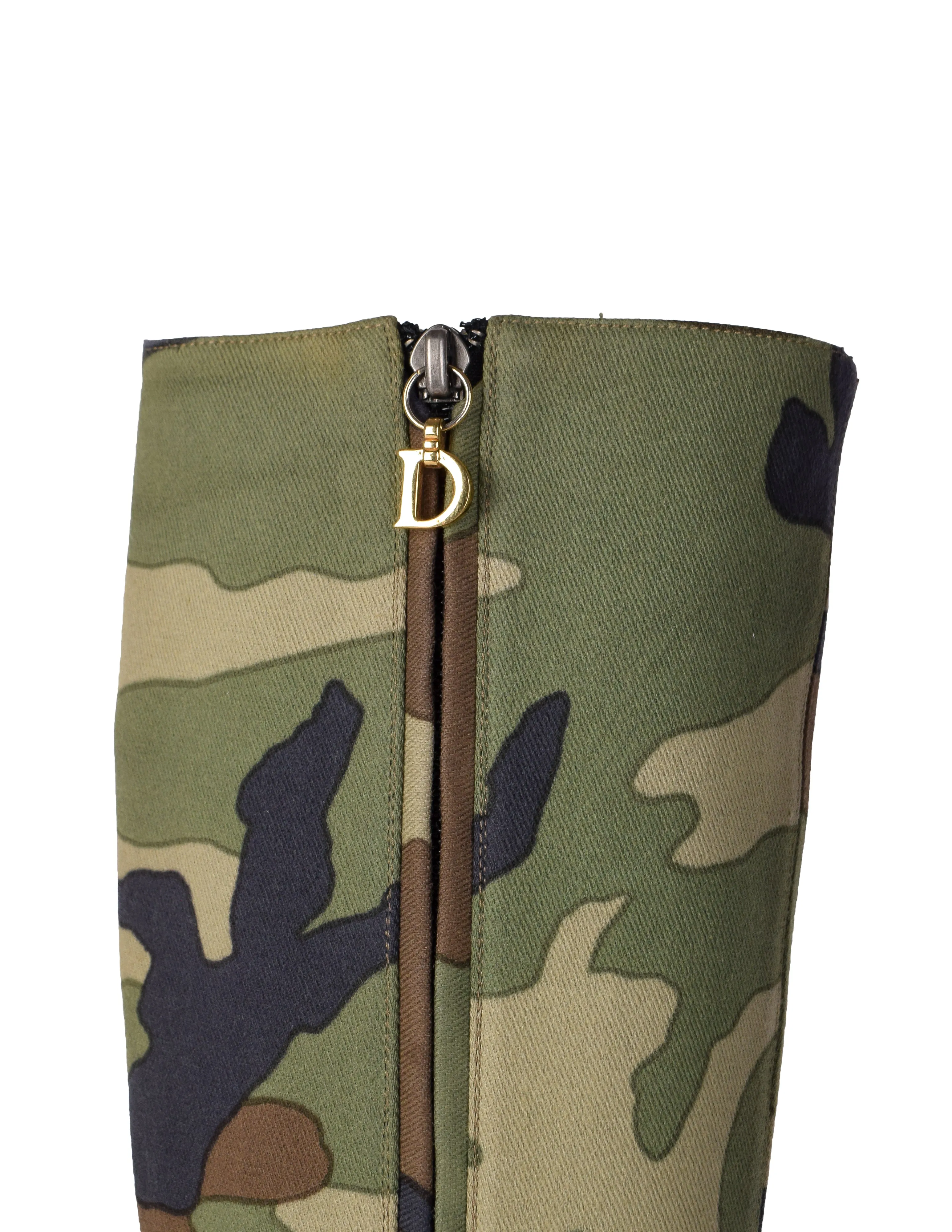 Christian Dior Vintage SS 2001 by John Galliano Knee High Camouflage Boots