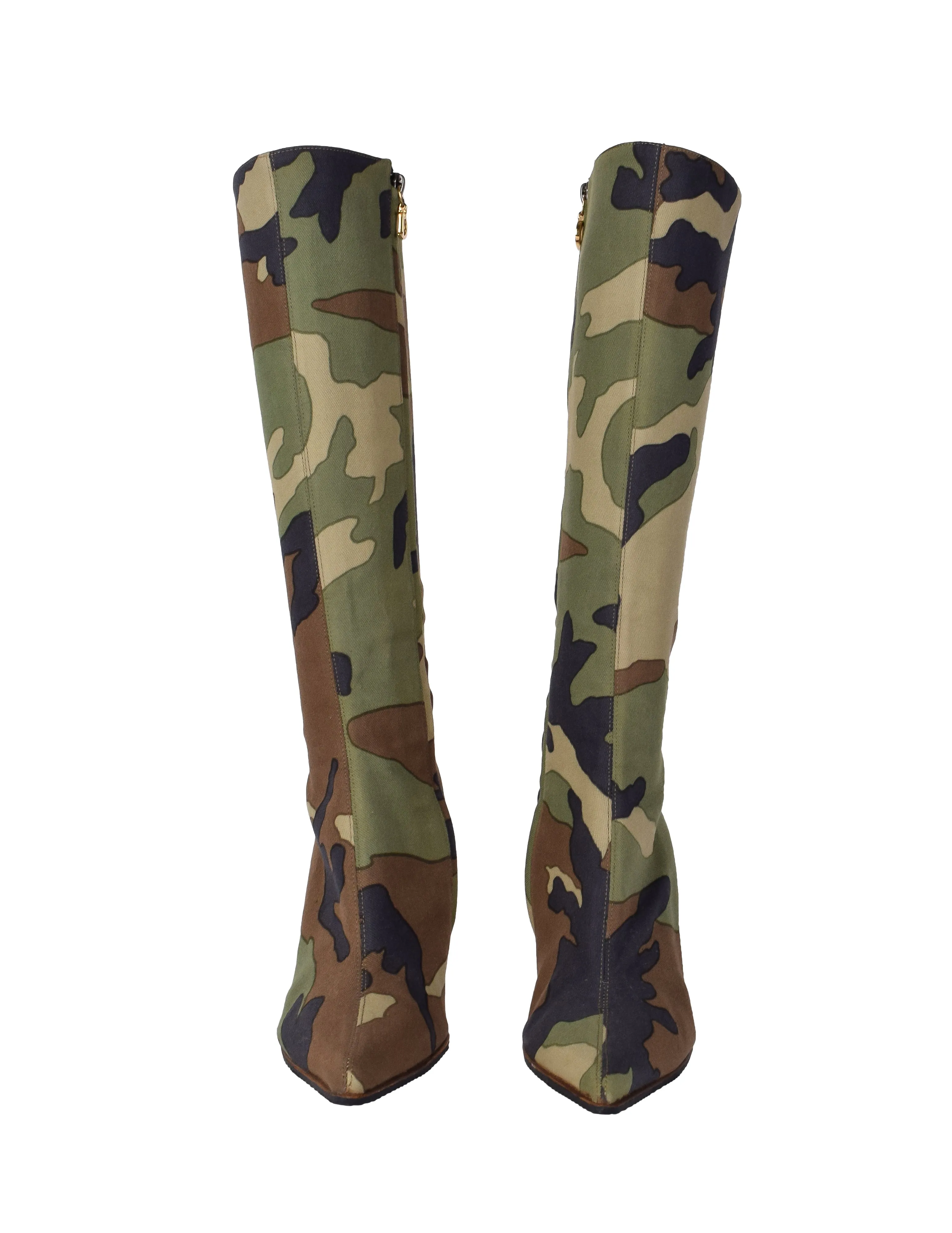 Christian Dior Vintage SS 2001 by John Galliano Knee High Camouflage Boots