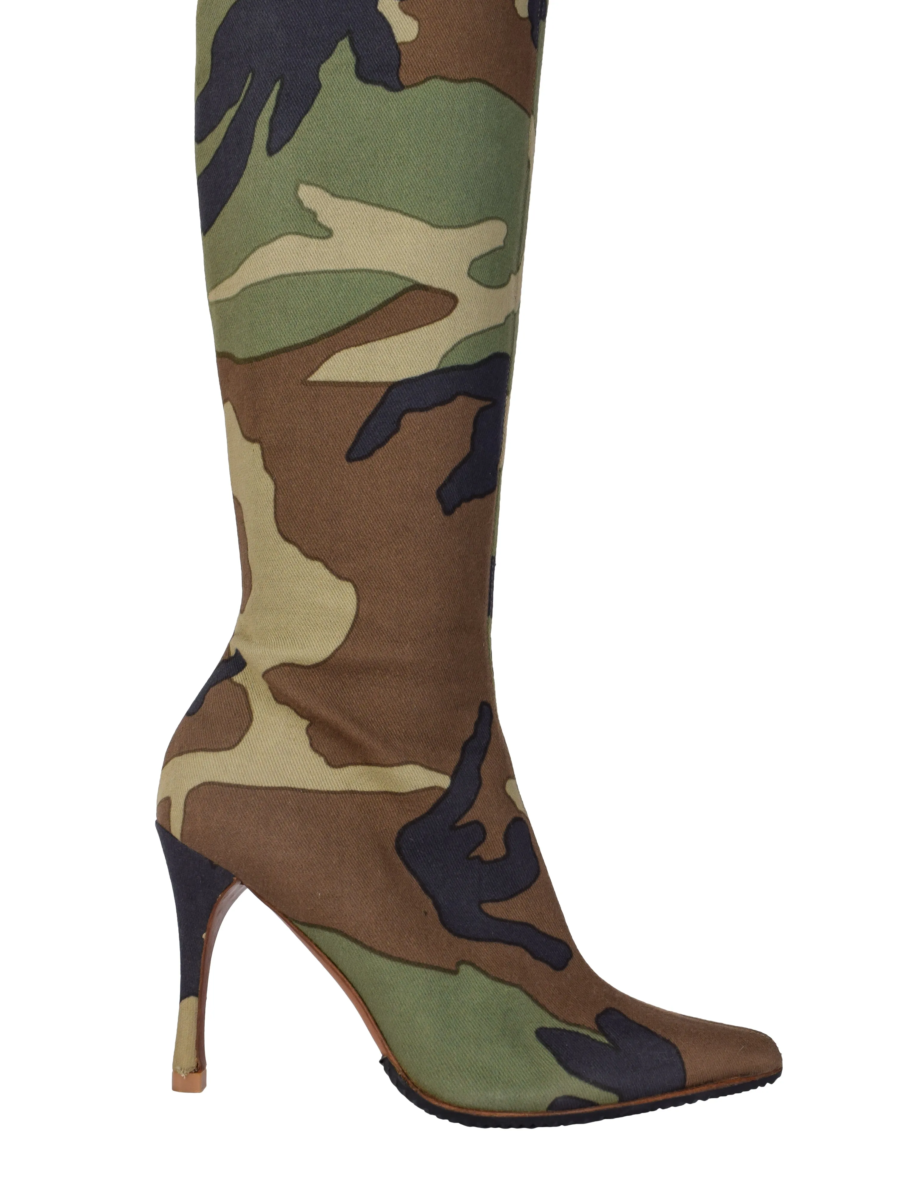 Christian Dior Vintage SS 2001 by John Galliano Knee High Camouflage Boots