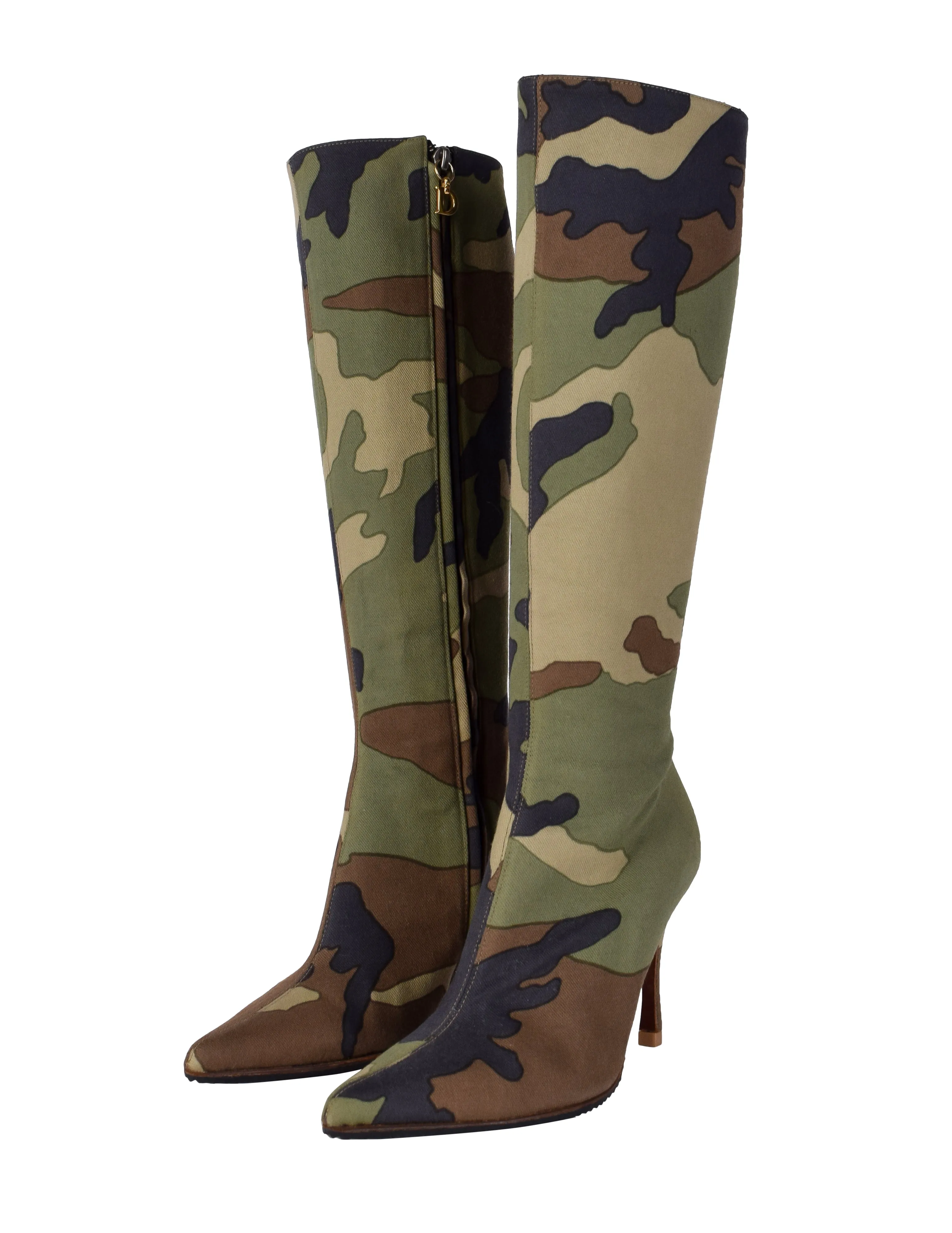 Christian Dior Vintage SS 2001 by John Galliano Knee High Camouflage Boots