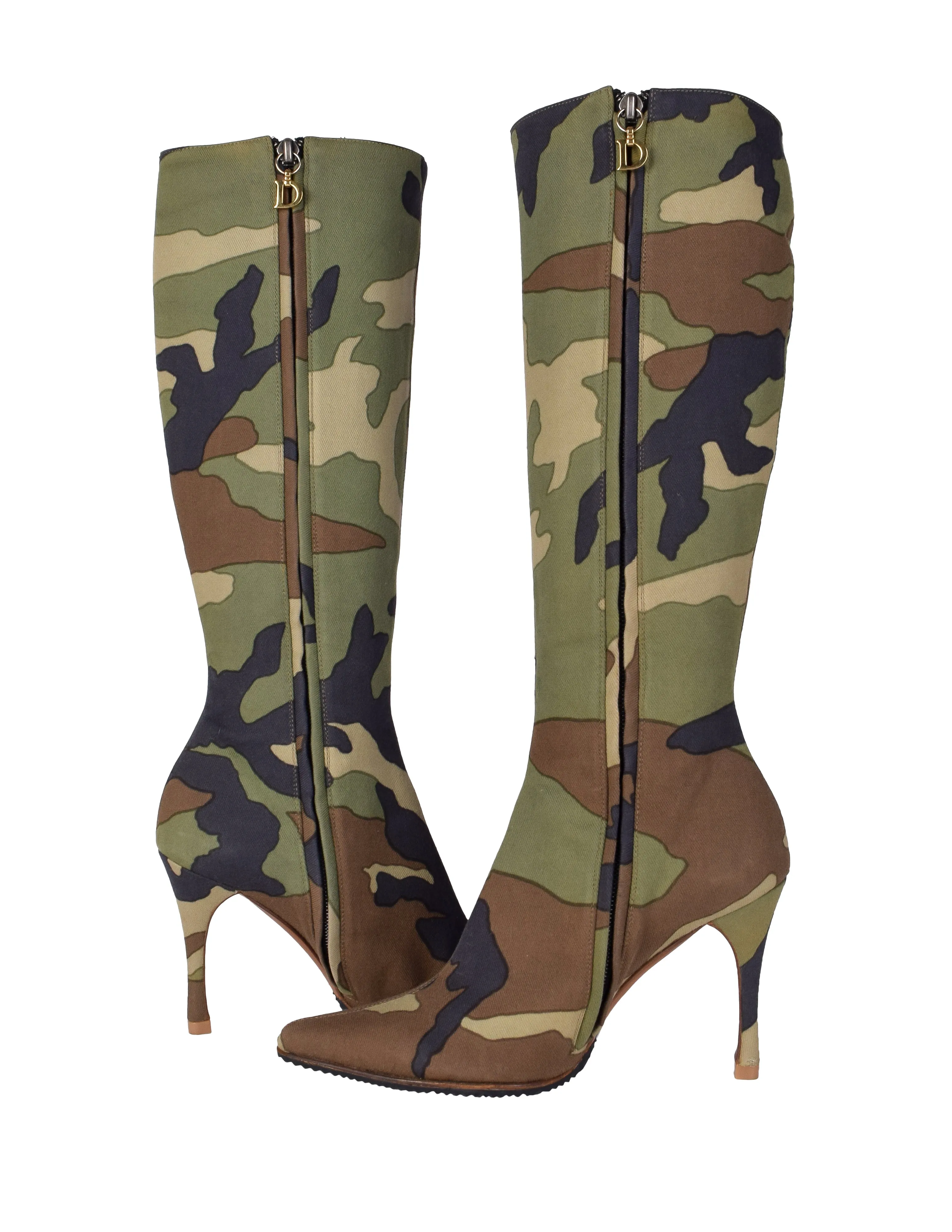 Christian Dior Vintage SS 2001 by John Galliano Knee High Camouflage Boots