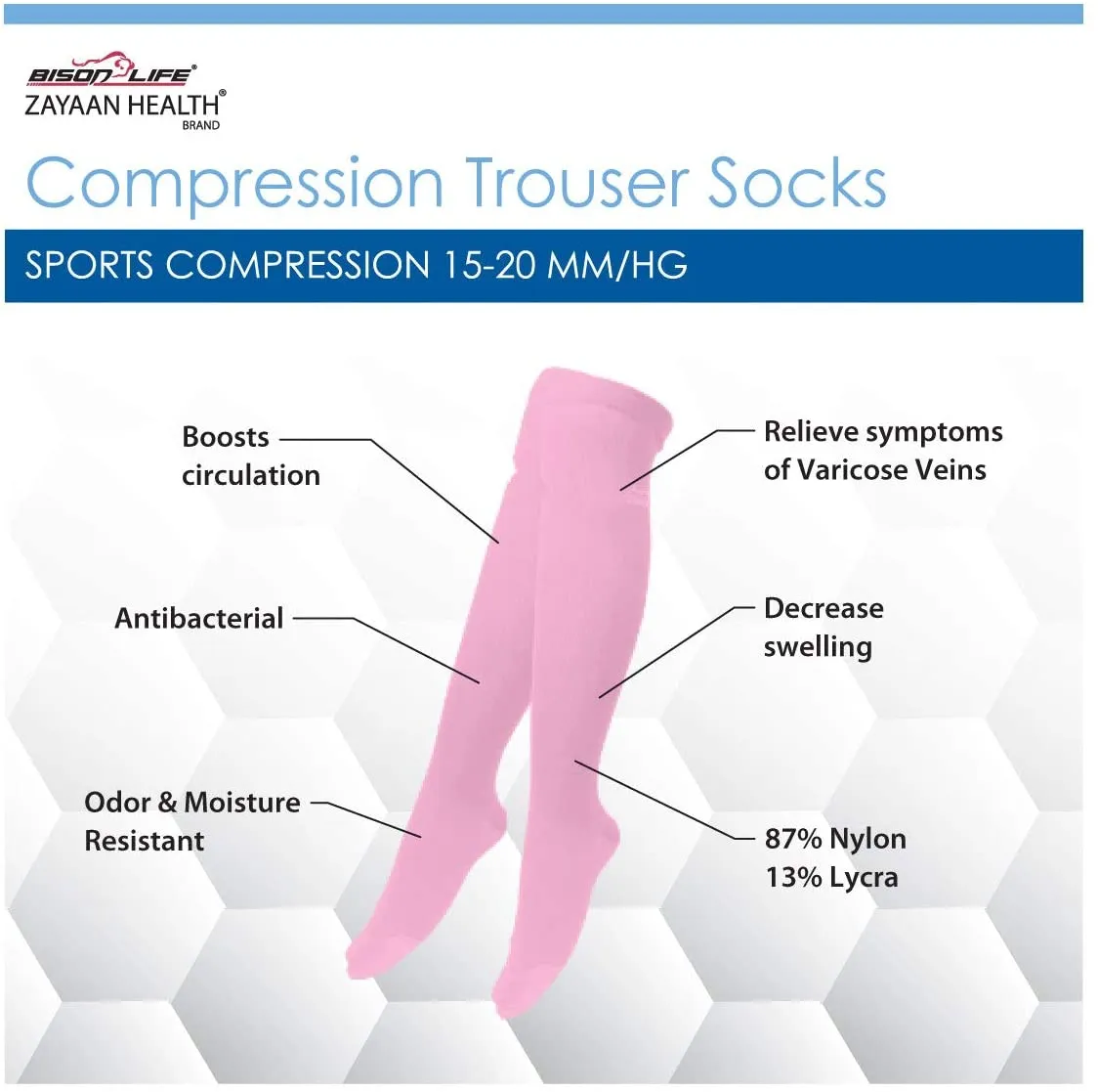 Classic Compression Socks, Anti-Fatigue, Odor & Moisture Resistance (5 Pairs)