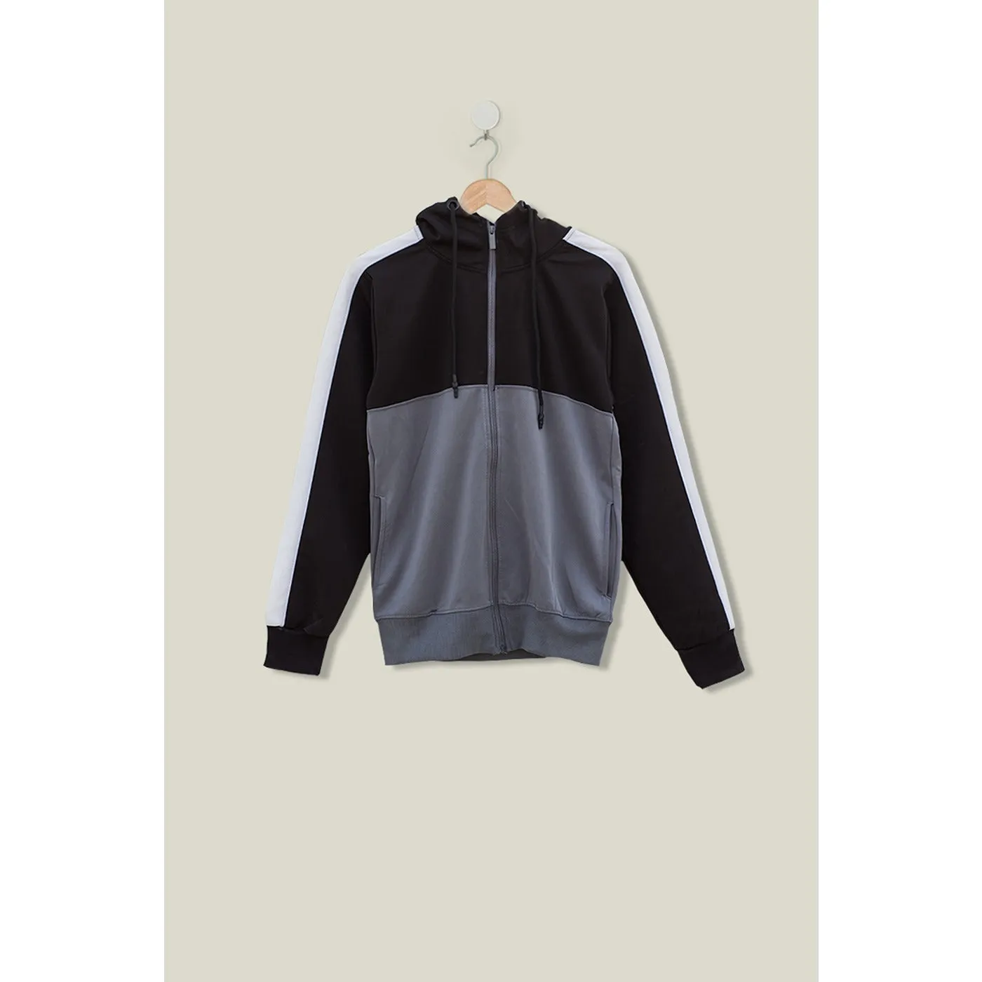 Colour Block Sports Hooded Zipper