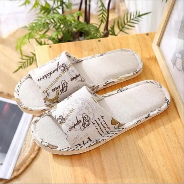 Comfortable Flat Shoes Linen Linen Slippers