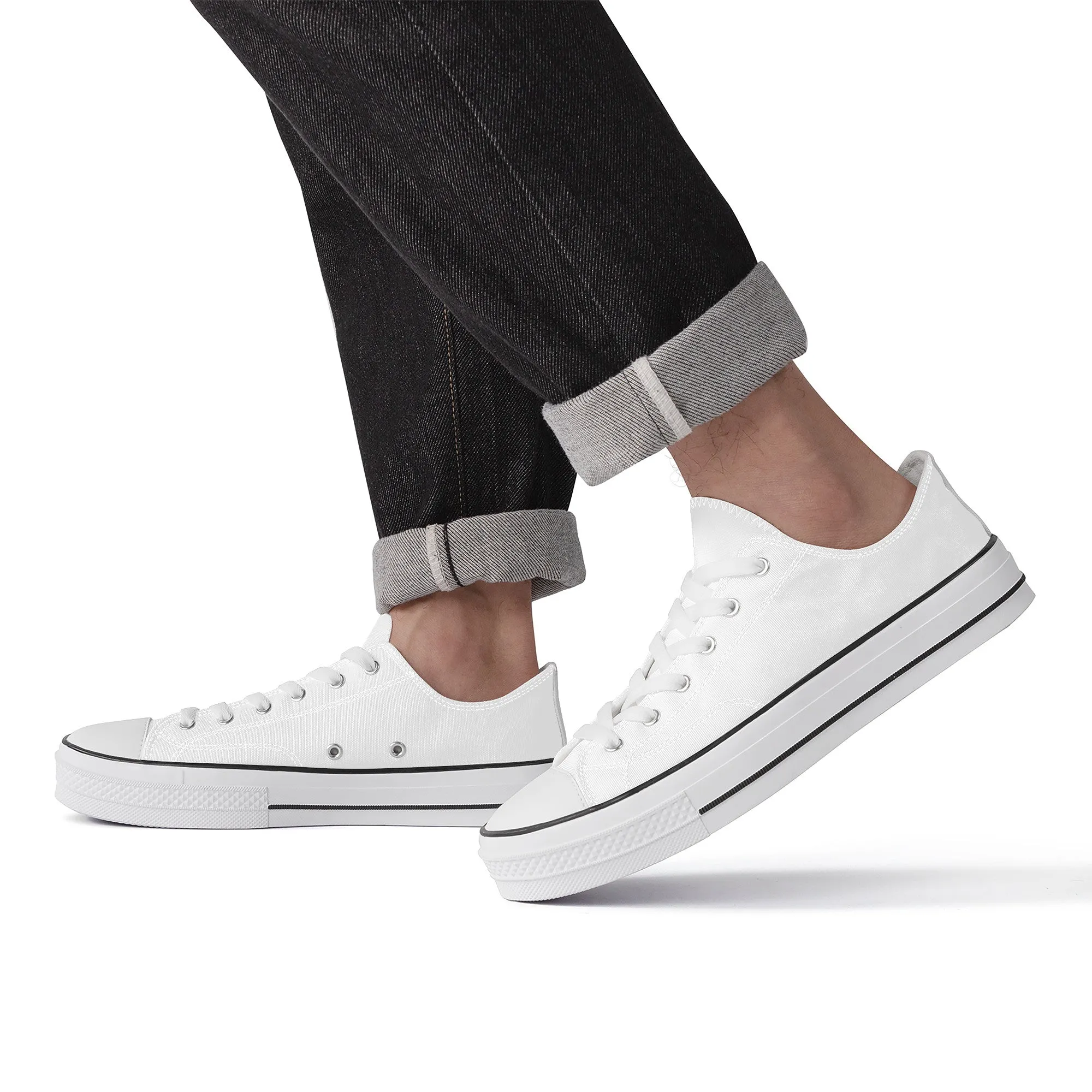 Create Your Own-Unisex Classic Low Top Canvas Shoes - White