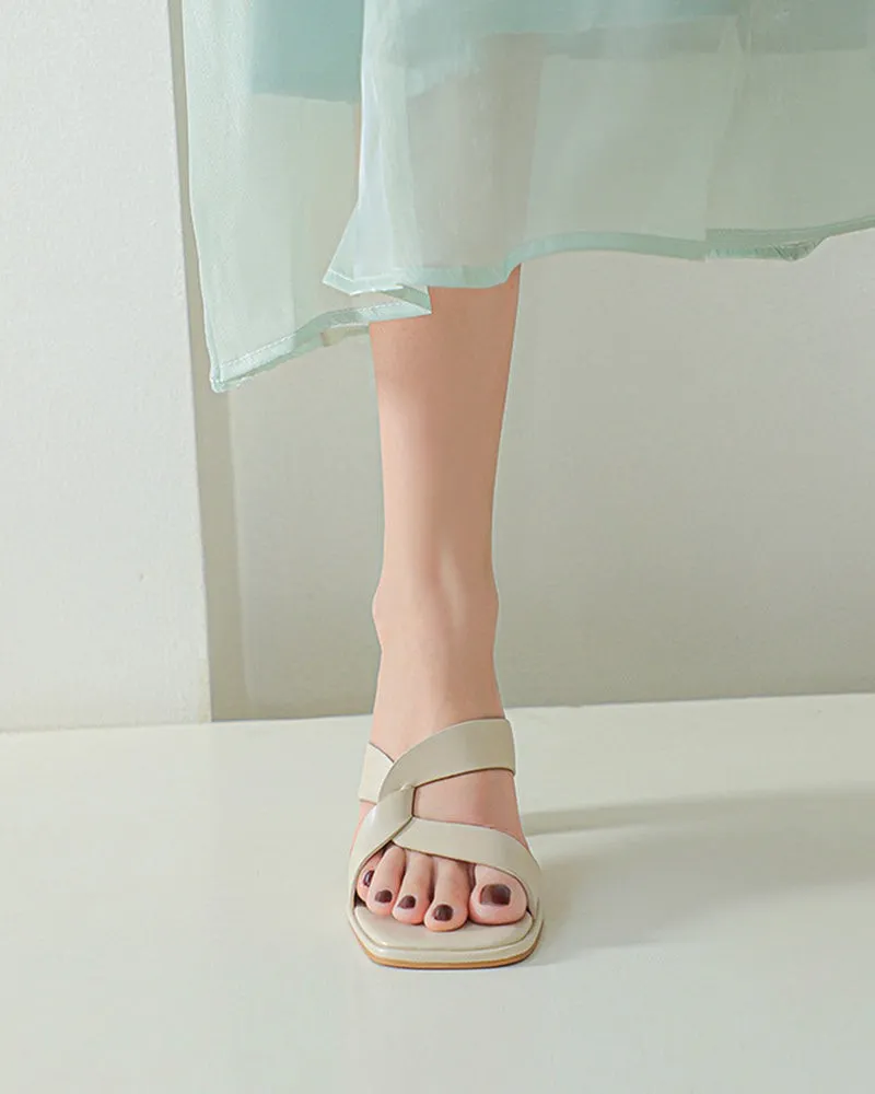 Cross Strap Block High Heel Sandals