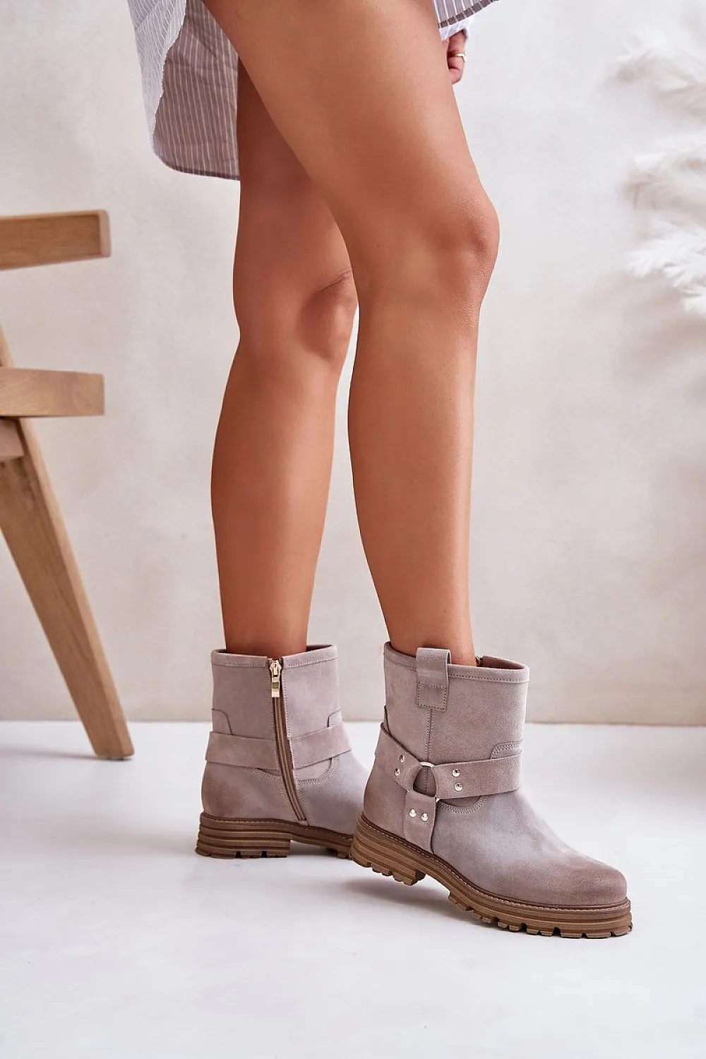 Cross Suede Booties