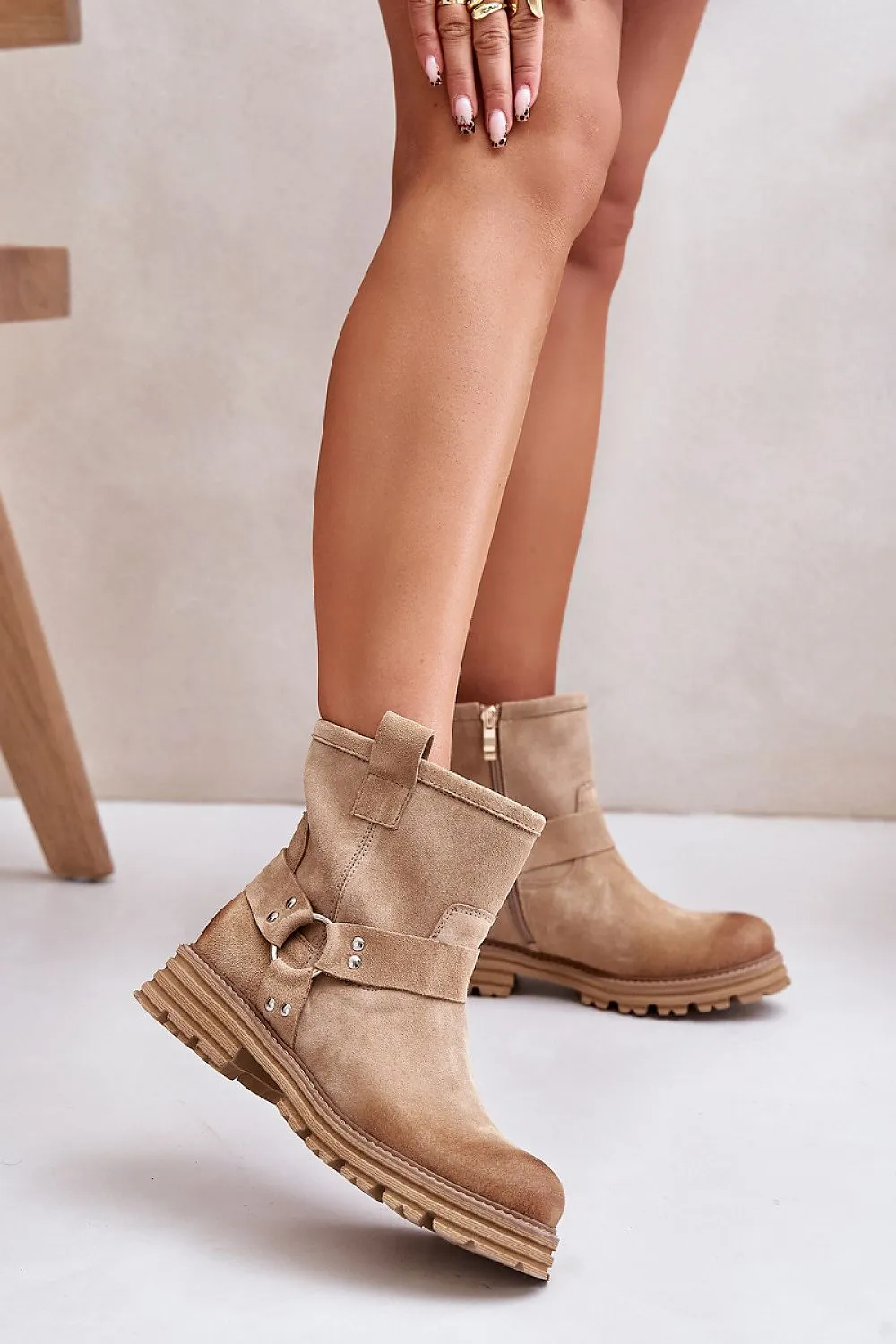 Cross Suede Booties