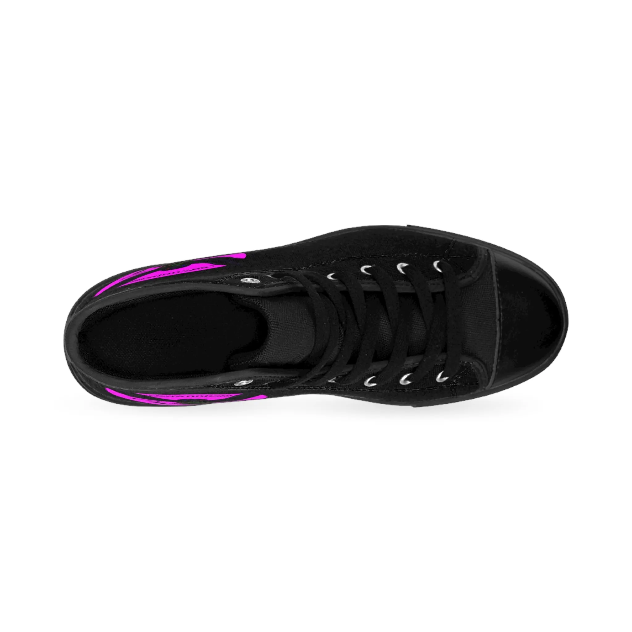 Crowgodshi 2nd Gen. High-Tops, Black on Black w/ PINK LOGO