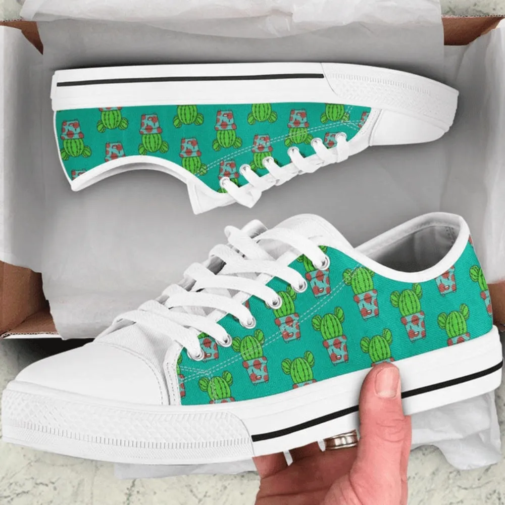 Cute Cactus Low Top Shoes, Low Top Sneaker, Low Top Canvas Shoes