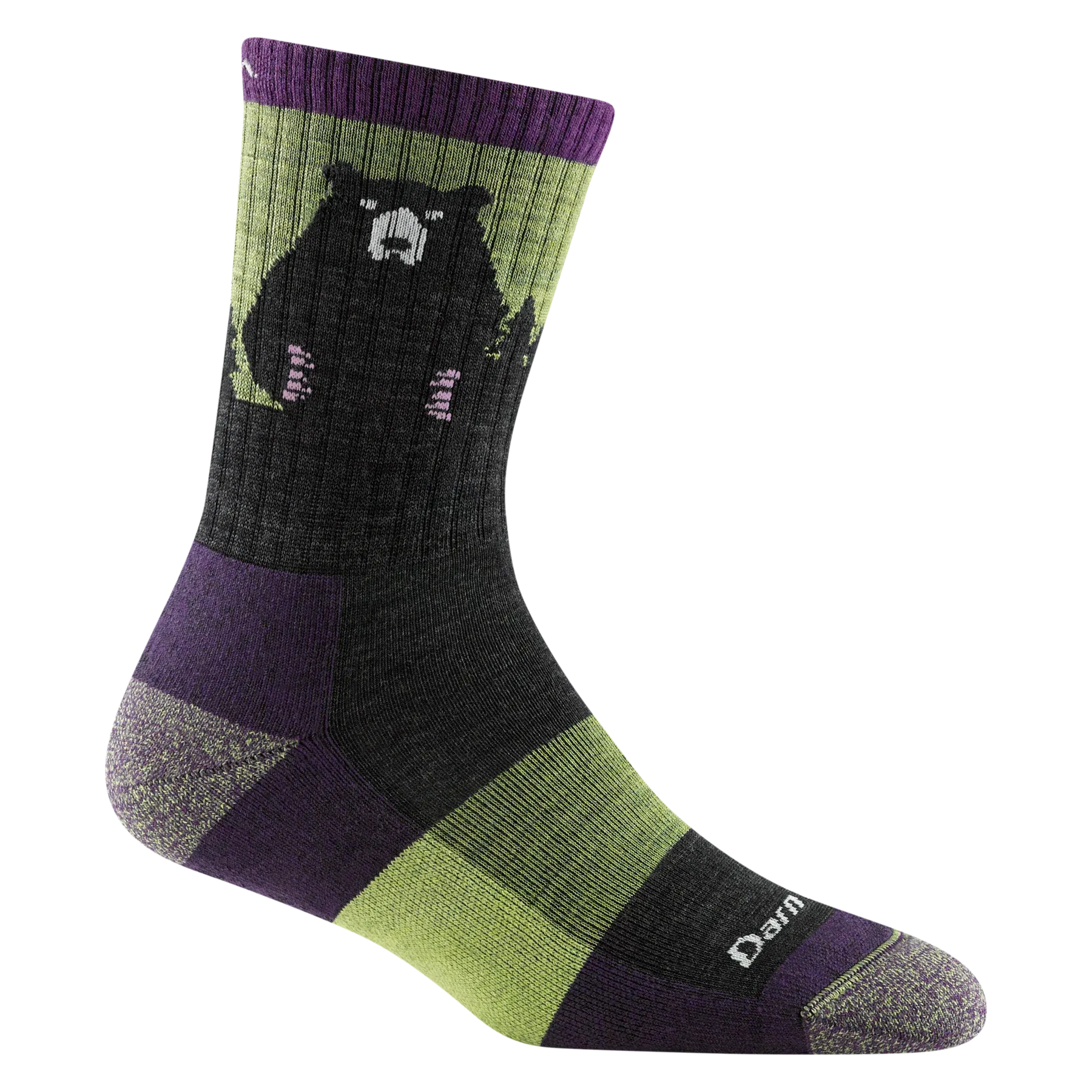 DARN TOUGH #1970 WOMEN'S BEAR TOWN MICRO CREW LIGHTWEIGHT HIKING SOCK - LIME