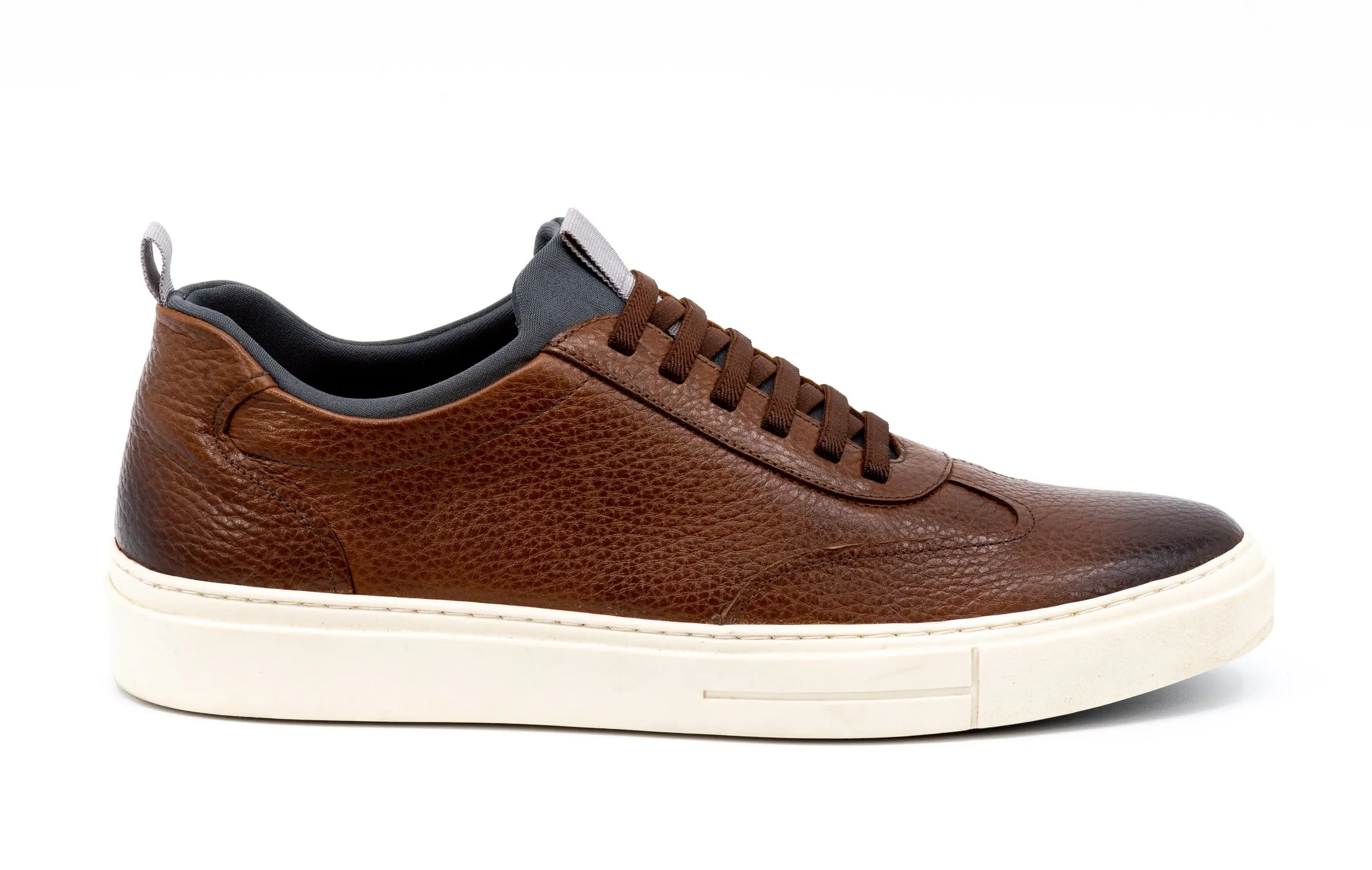 David Pebble Grain Sneakers - Whiskey