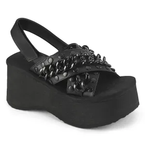 Demonia FUNN-12 | Black Vegan Leather Sandals