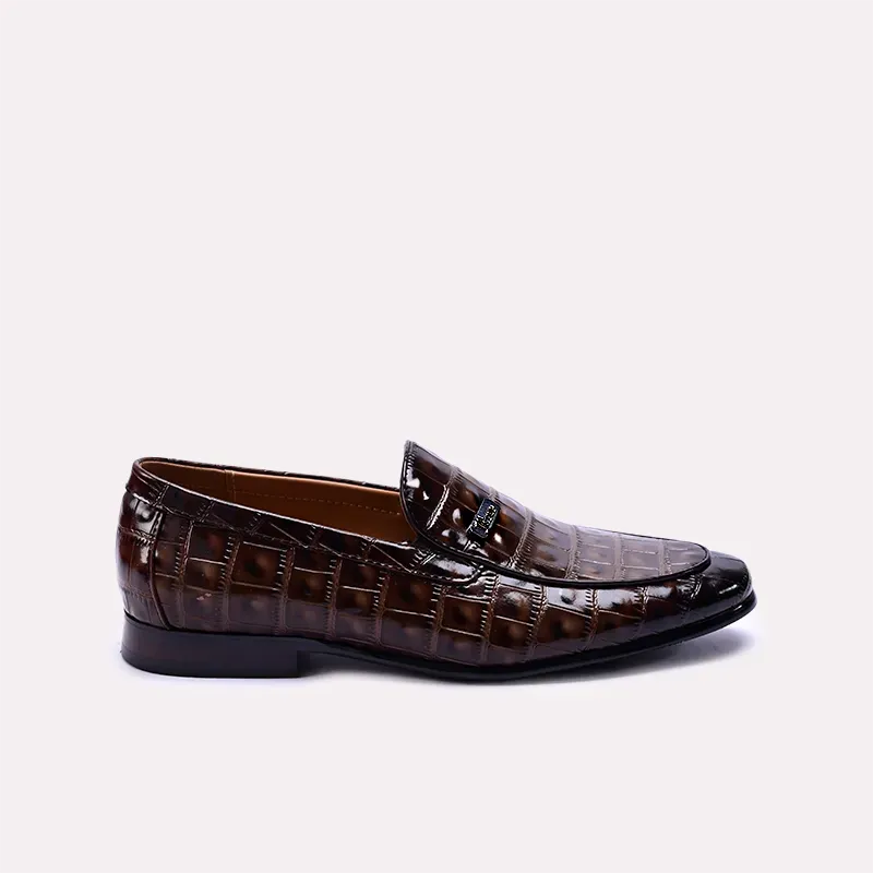 Dominic Dark Brown Crocodile Formal Loafers 0111064