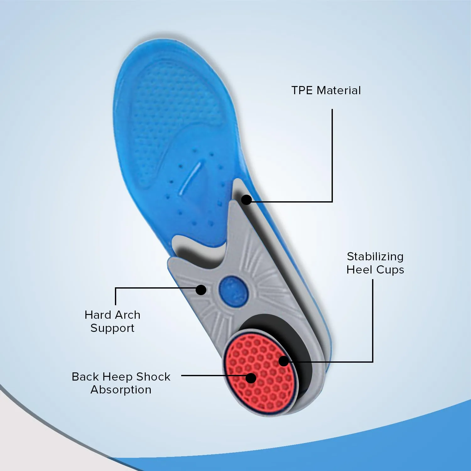 Dr Foot | Insole for Shoes Men | Arch Support for Flat Feet | Flat Feet Arch Support Insole | Shoe Insole | Gel Insoles for Men | Heavy Duty Support Insole | Shock Absorption | X-Large - 2 pair