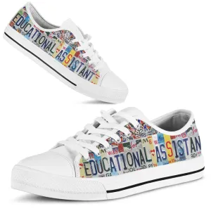 Educational Assistant License Plates Low Top Shoes, Teacher Shoes, Low Top Sneakers