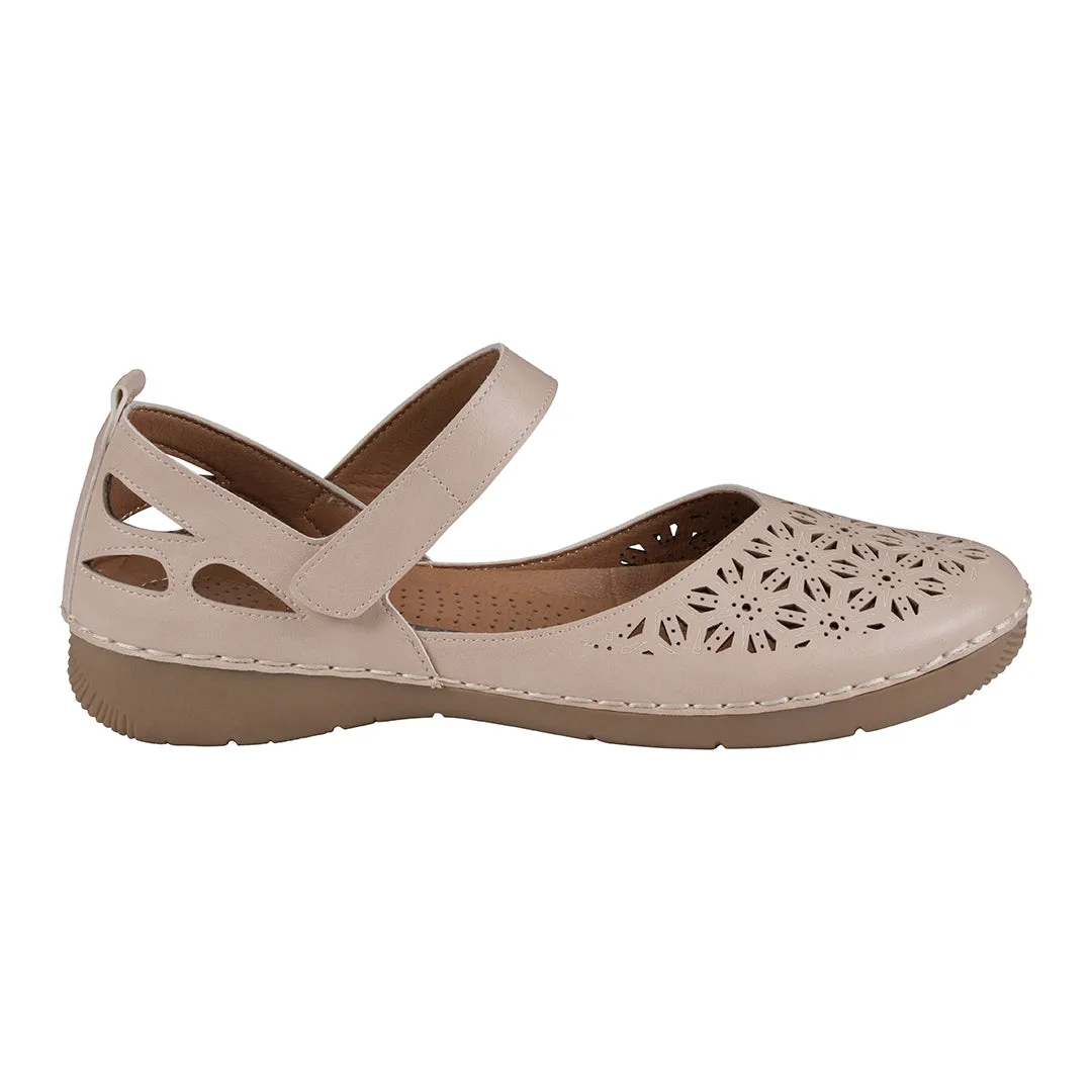 Faryn Natural Close Toe Velcro Flats