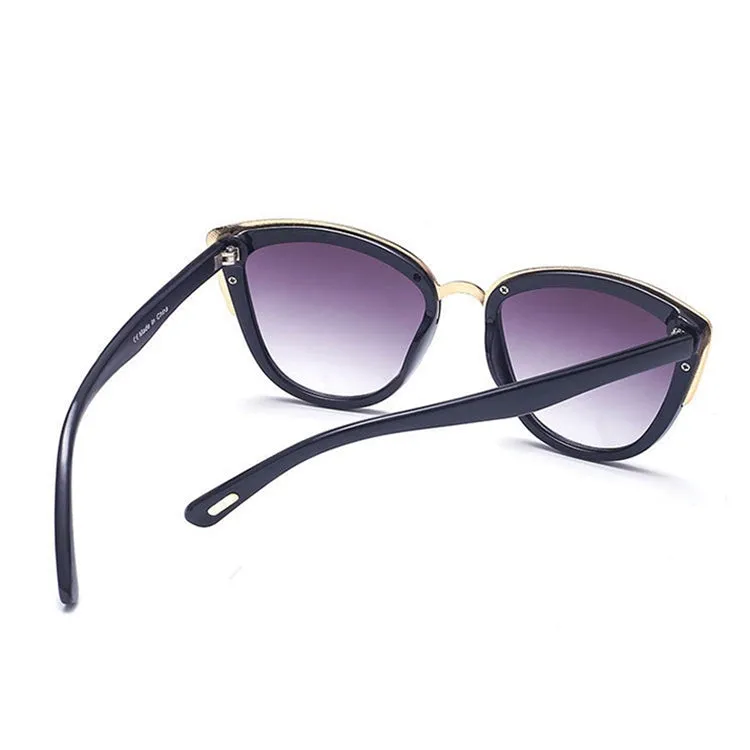 Fashion Cat Eye  Vintage Gradient Glasses UV400 Sunglasses for Ladies(Black)