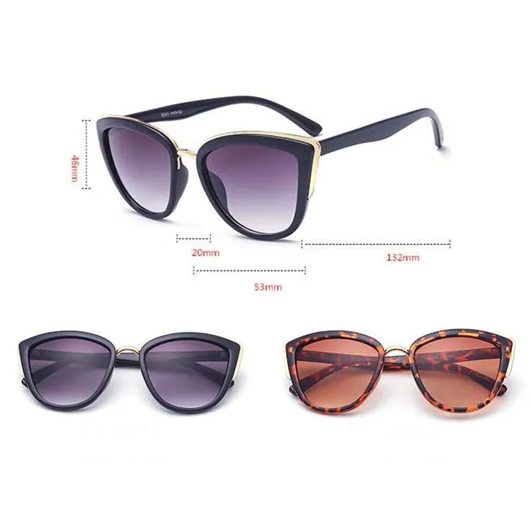 Fashion Cat Eye  Vintage Gradient Glasses UV400 Sunglasses for Ladies(Black)