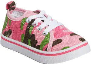 girl's size 5-10 pink camo print lace up sneaker Case of 18