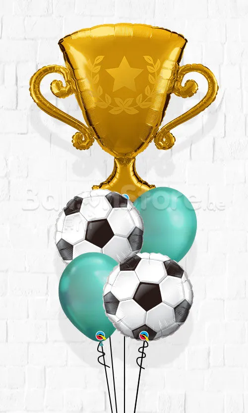 Golden Trophy Soccer Chrome Balloon Bouquet