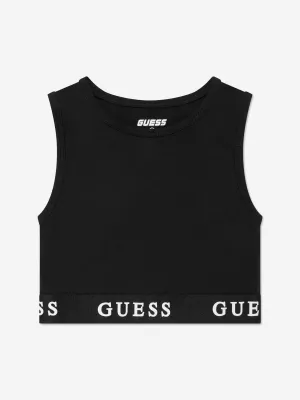 Guess Girls Branded Sports Top in Black