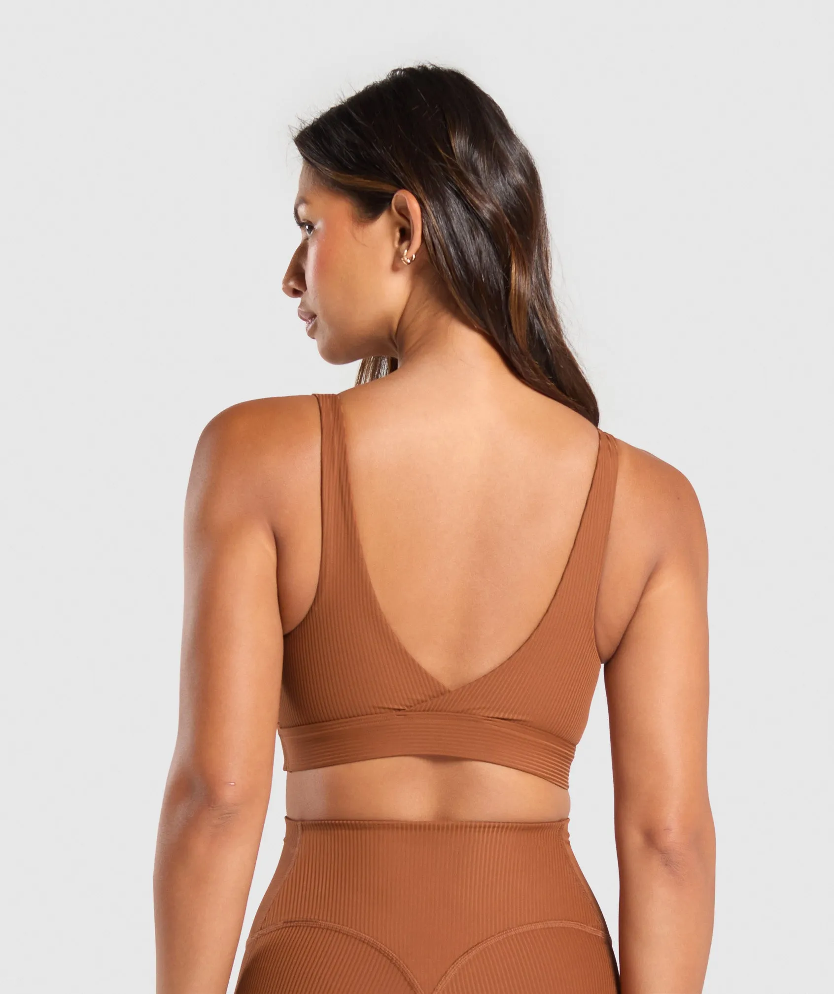 Gymshark Ribbed Sports Bra - Copper Brown