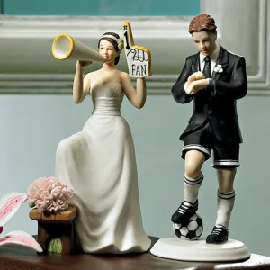 His Biggest Fan Bride and Groom Cake Topper Soccer Player Groom