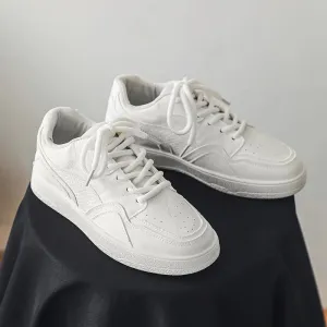 Hnzxzm Classic Men's White Sneakers Comfortable Low-cut Man Sneakers Flat Lace-up Skateboarding Shoes Men Casual Trainers Basket